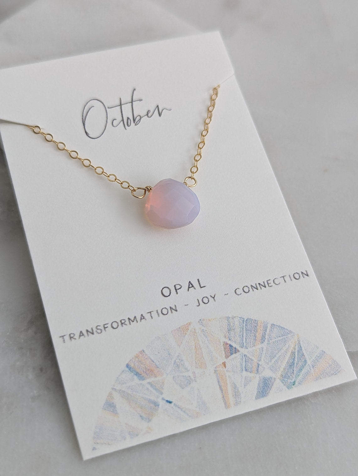 October Birthstone Necklace, Genuine Gemstone