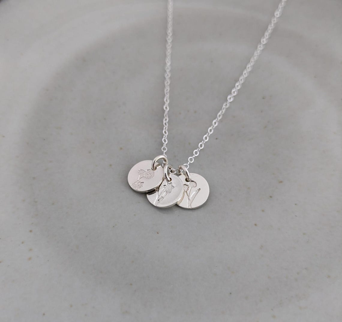 Sterling Silver Tiny Birth Flower Necklace