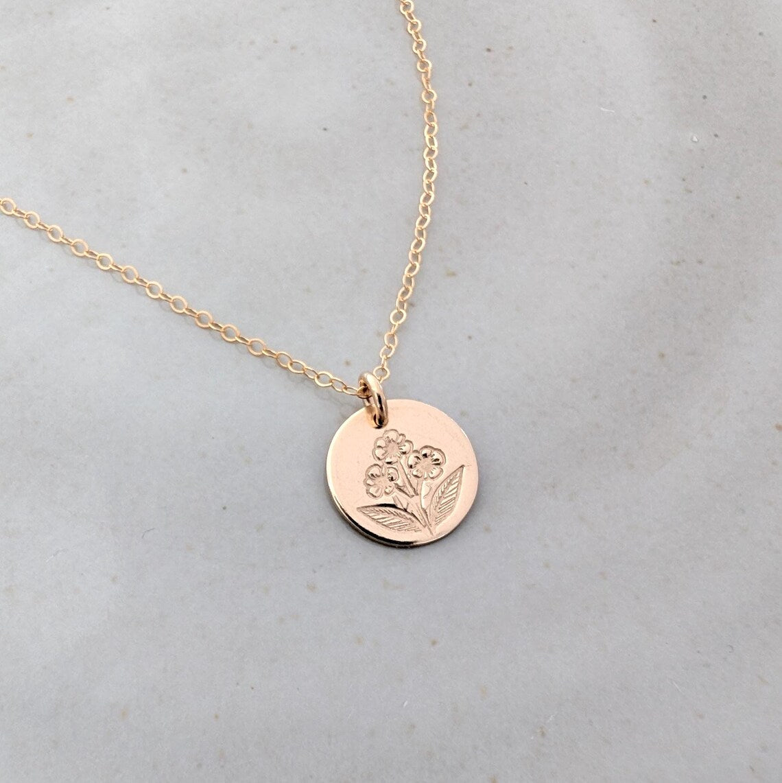 Forget-Me-Not Flower Necklace, Memorial Necklace, Sterling Silver or 14k Gold Fill
