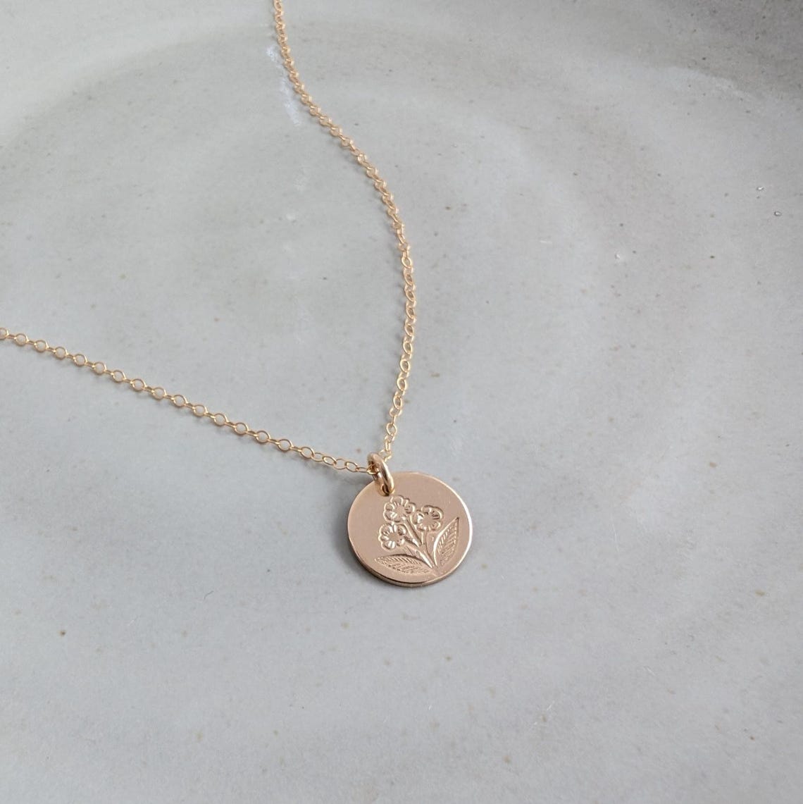 Forget-Me-Not Flower Necklace, Memorial Necklace, Sterling Silver or 14k Gold Fill