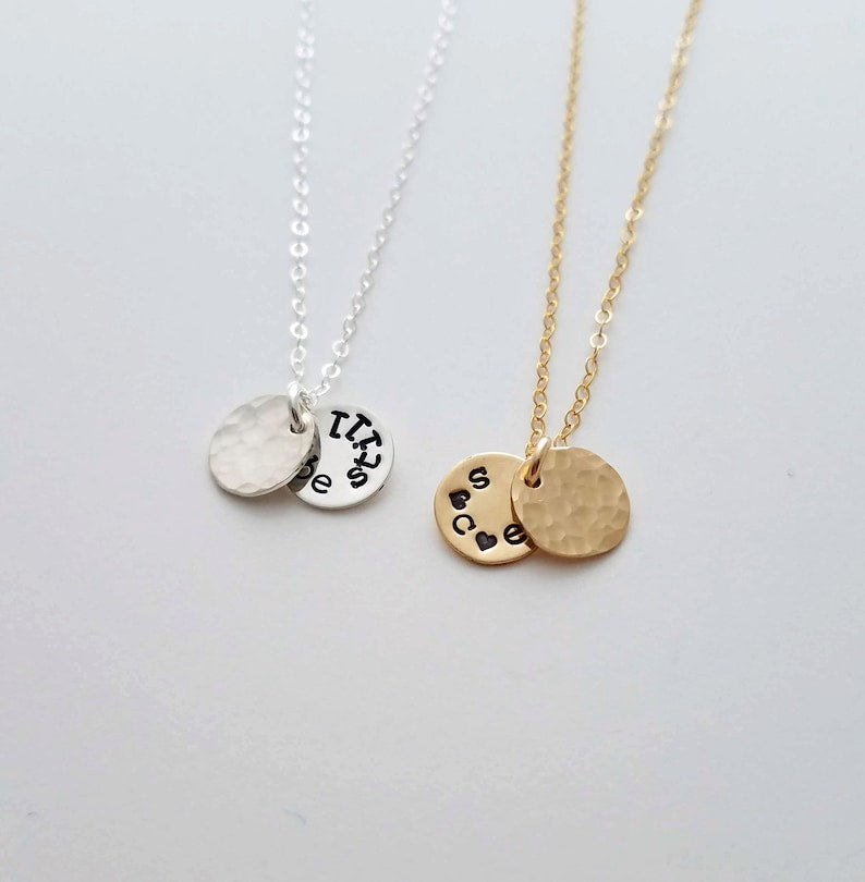 Hidden Message Necklace | Personalized Discs | Sterling Silver or 14k Gold Fill