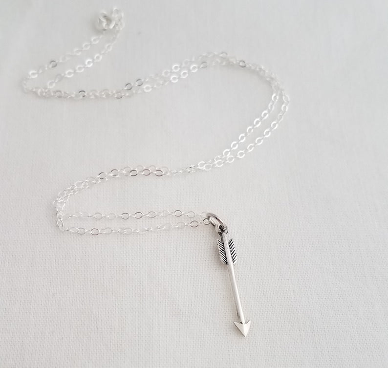 Tiny Arrow Necklace, Sterling Silver Charm Necklace