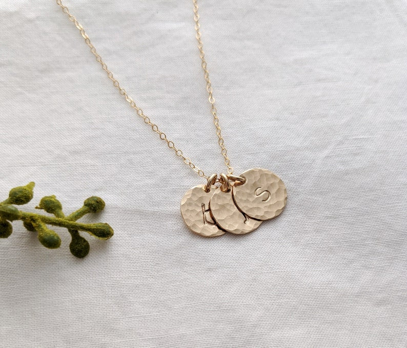 Hammered Gold Initial Necklace | 1/2" Size