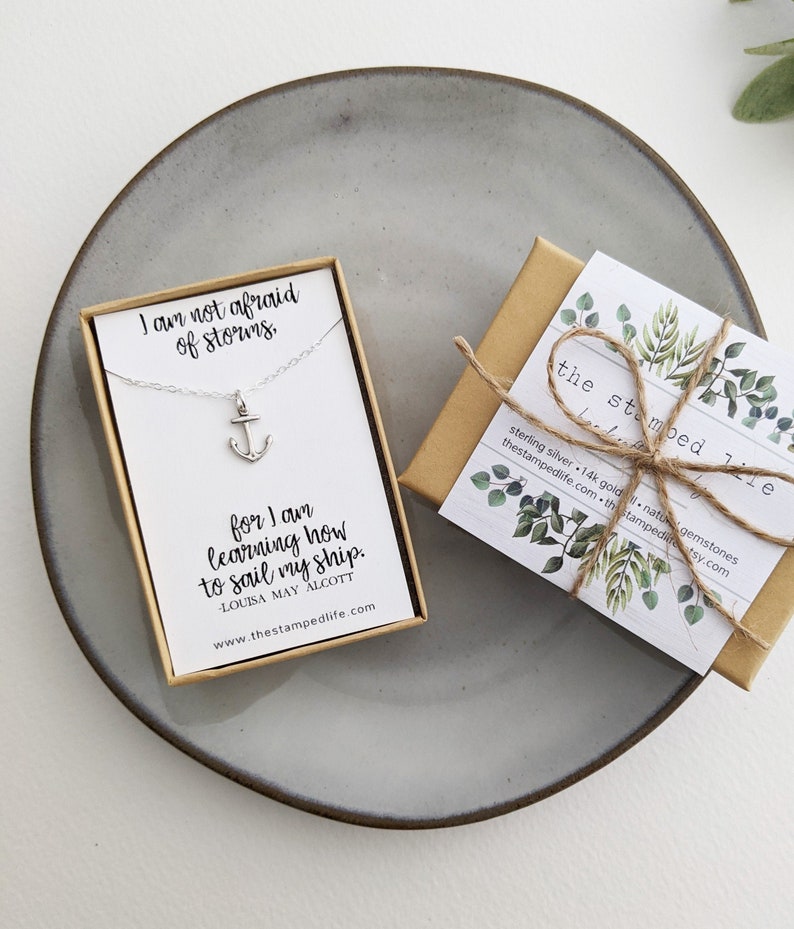 Motivational Necklace, Silver Anchor Necklace