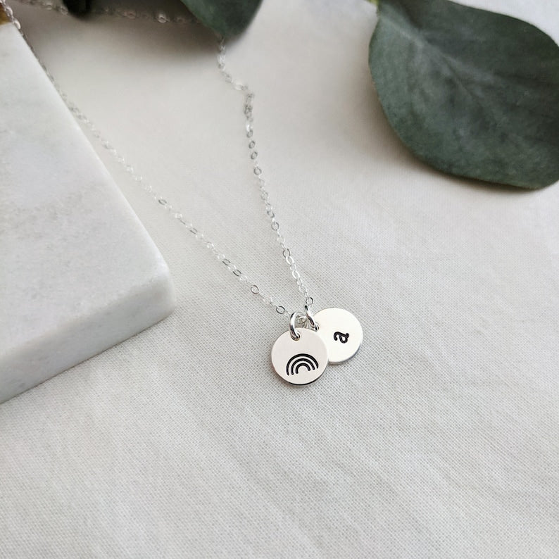 Rainbow Initial Necklace | Rainbow Baby | Personalized Jewelry