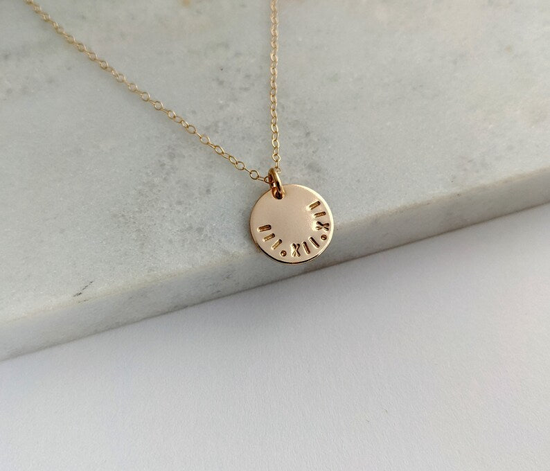 Roman Numeral Birthdate Necklace | Personalized Necklace | Gift for New Moms