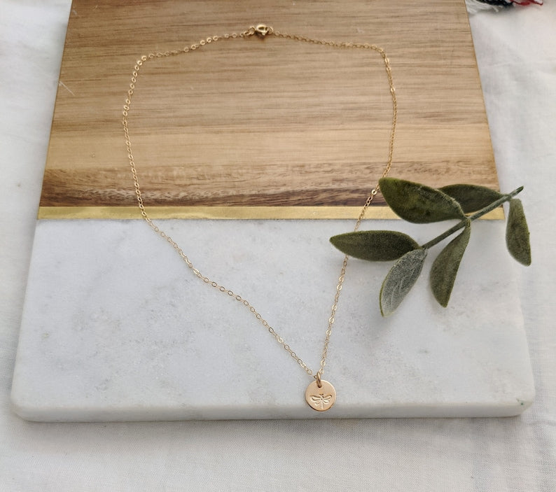 Tiny Dragonfly Necklace | Dragonfly Gift | Sterling Silver or 14k gold fill