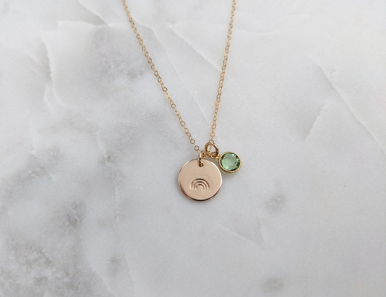 Rainbow Necklace with Birthstone Charm