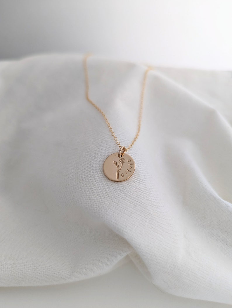 Personalized Birth Flower and Name Necklace