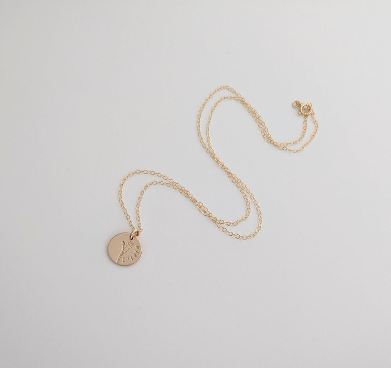 Personalized Birth Flower and Name Necklace