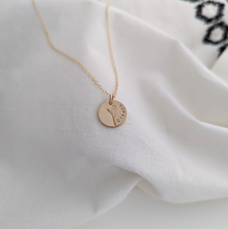Personalized Birth Flower and Name Necklace