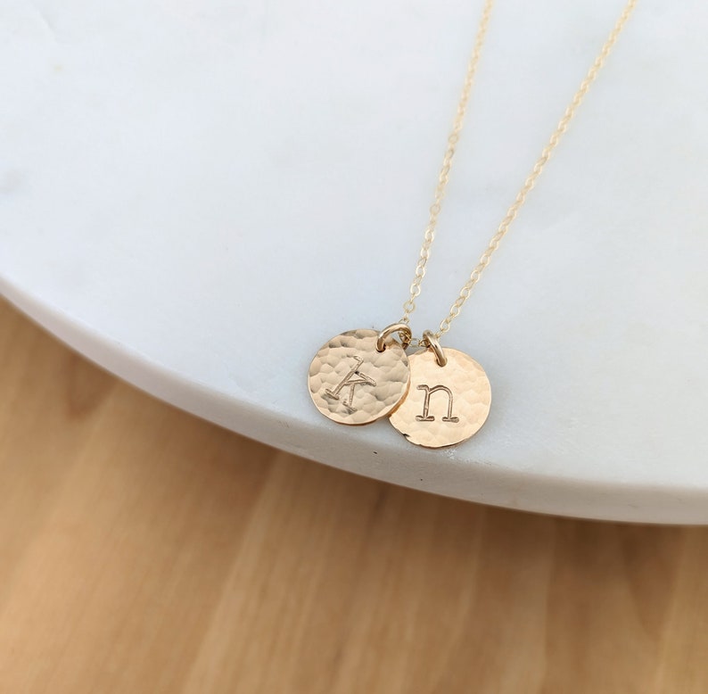 Hammered Gold Initial Necklace | 1/2" Size