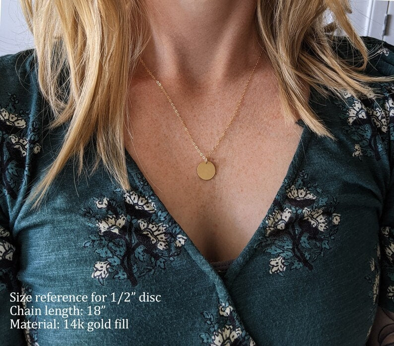 Cross Disc Necklace, Hammered Cross Necklace, Sterling Silver or 14k Gold Fill