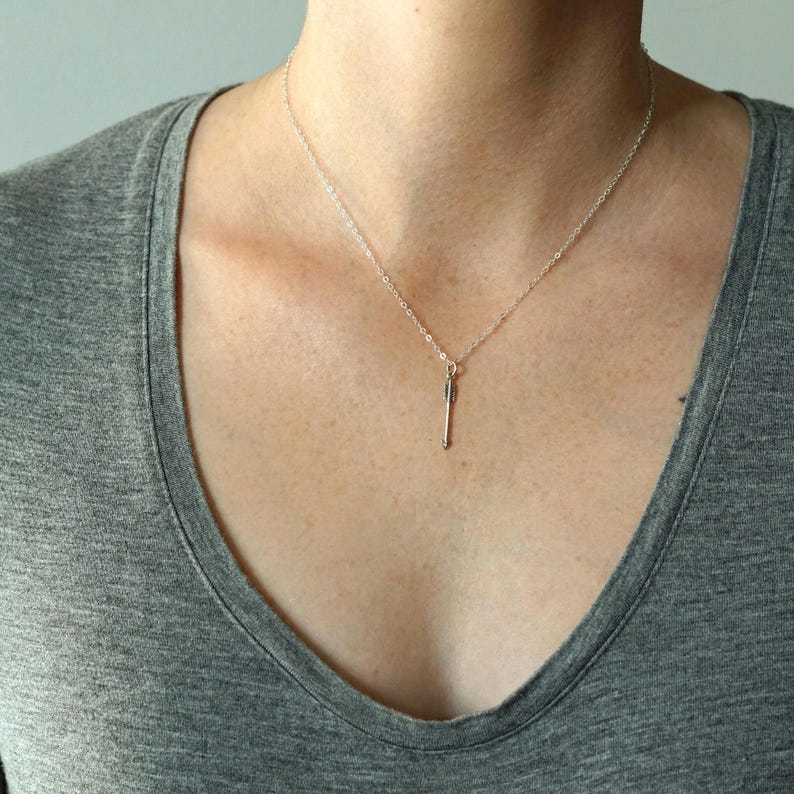Tiny Arrow Necklace, Sterling Silver Charm Necklace