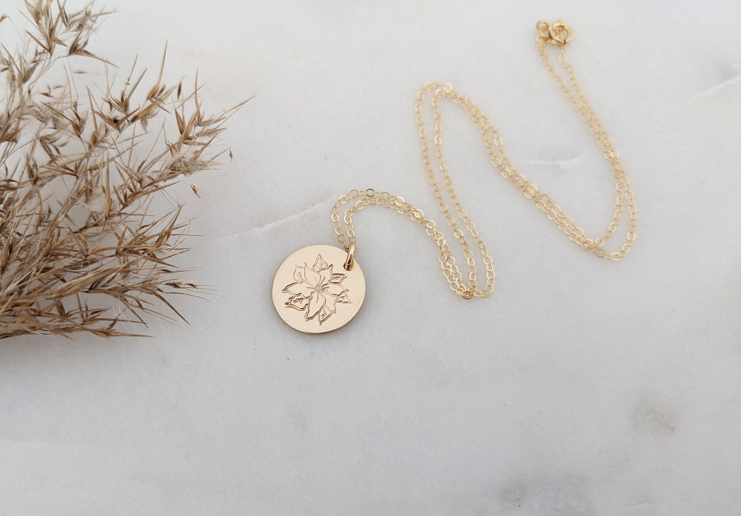 December Birth Flower Necklace | Birth Month Flower Necklace