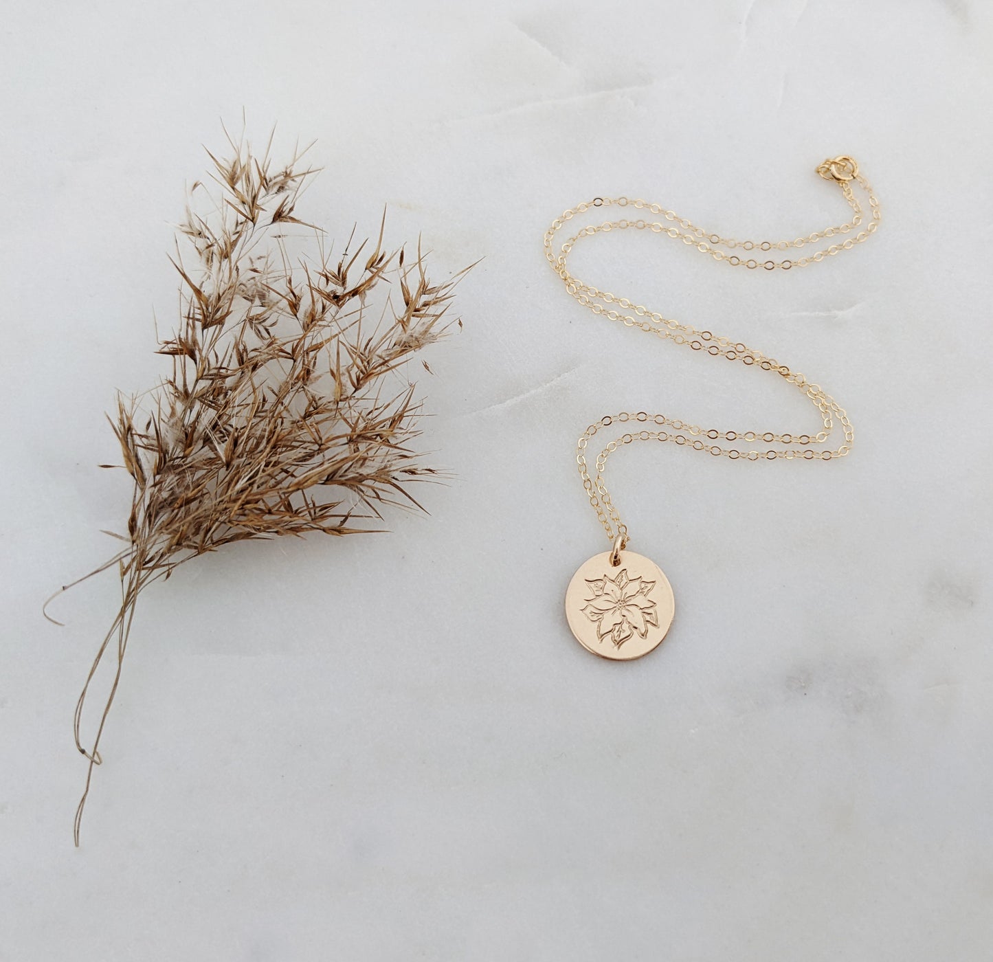 December Birth Flower Necklace | Birth Month Flower Necklace