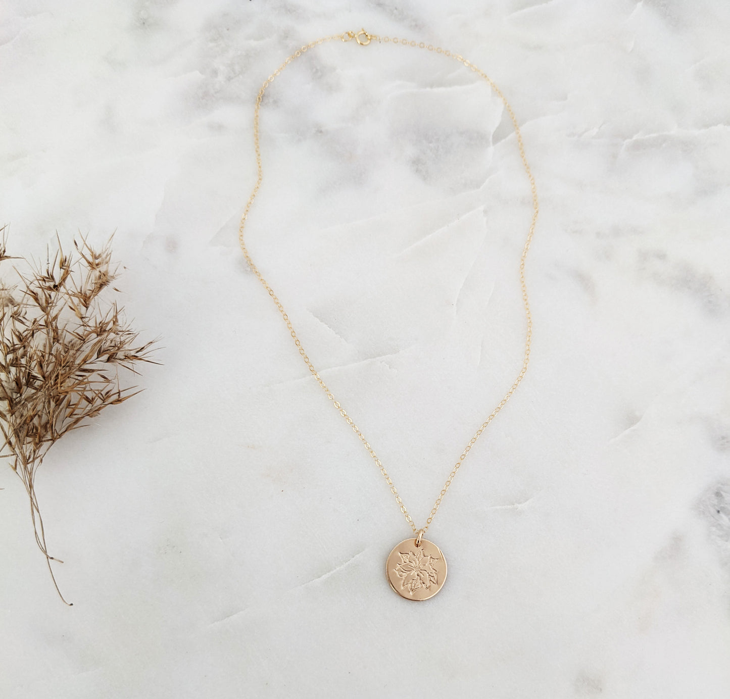 December Birth Flower Necklace | Birth Month Flower Necklace