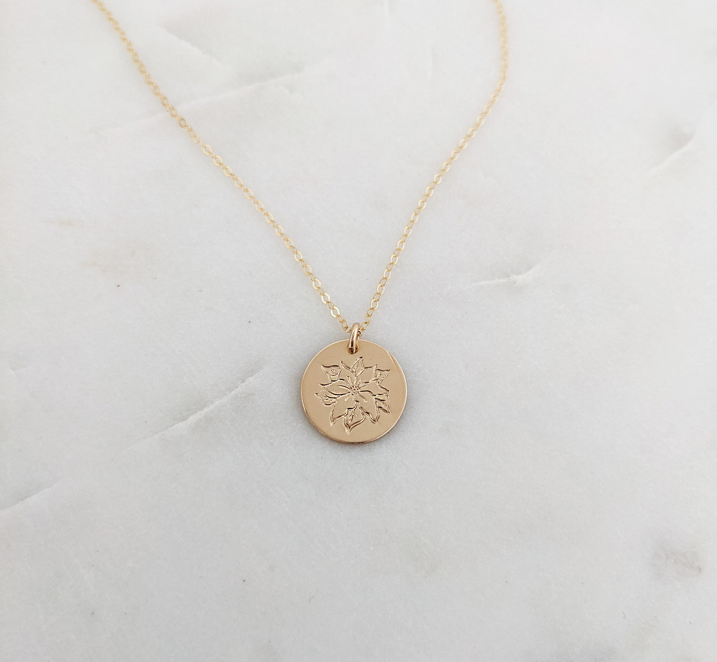 December Birth Flower Necklace | Birth Month Flower Necklace