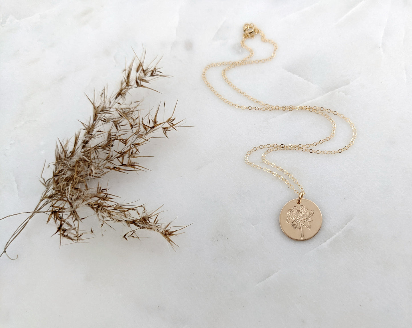 Chrysanthemum Necklace, November Birth Flower Necklace, Birth Month Flower Necklace