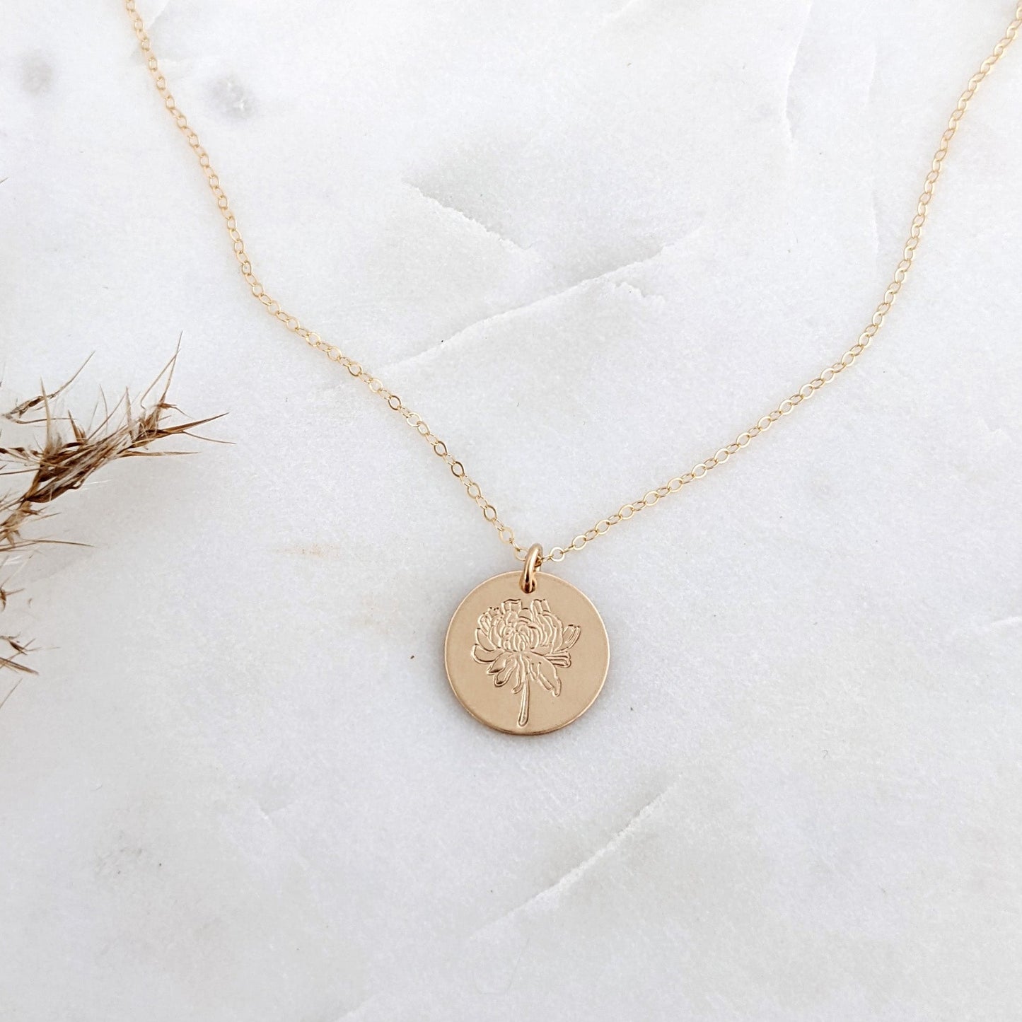 Chrysanthemum Necklace, November Birth Flower Necklace, Birth Month Flower Necklace, Gift for Her