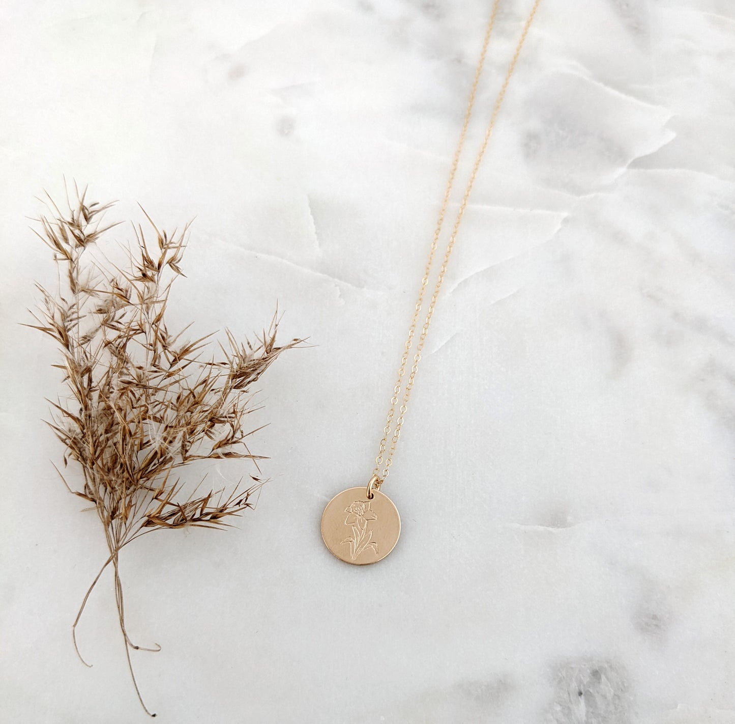 Daffodil March Birth Flower Necklace
