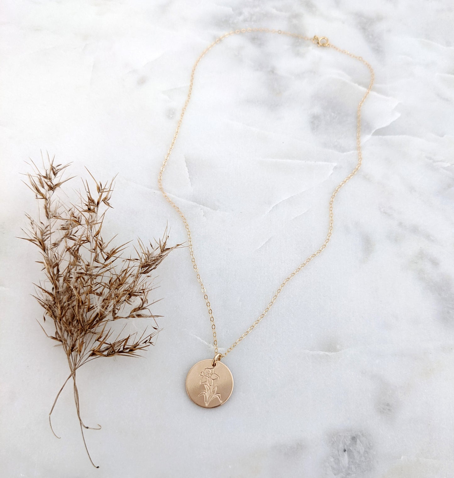 Daffodil March Birth Flower Necklace
