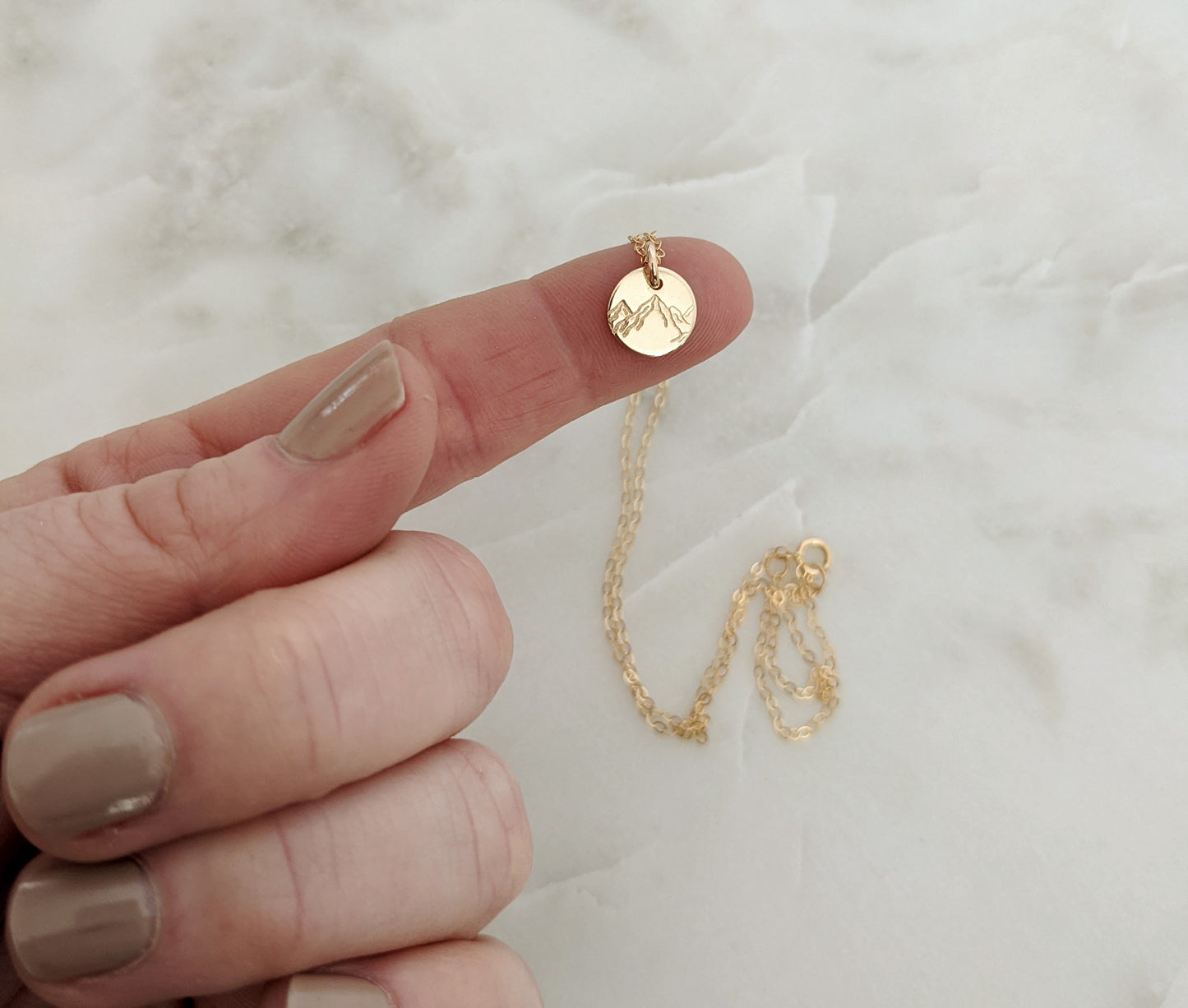 Tiny Mountain Charm Necklace | silver or gold fill