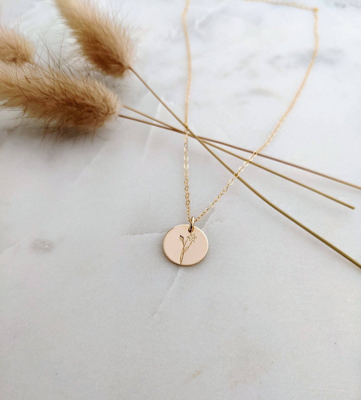 Dainty Gold Floral Necklace | Pick Your Month