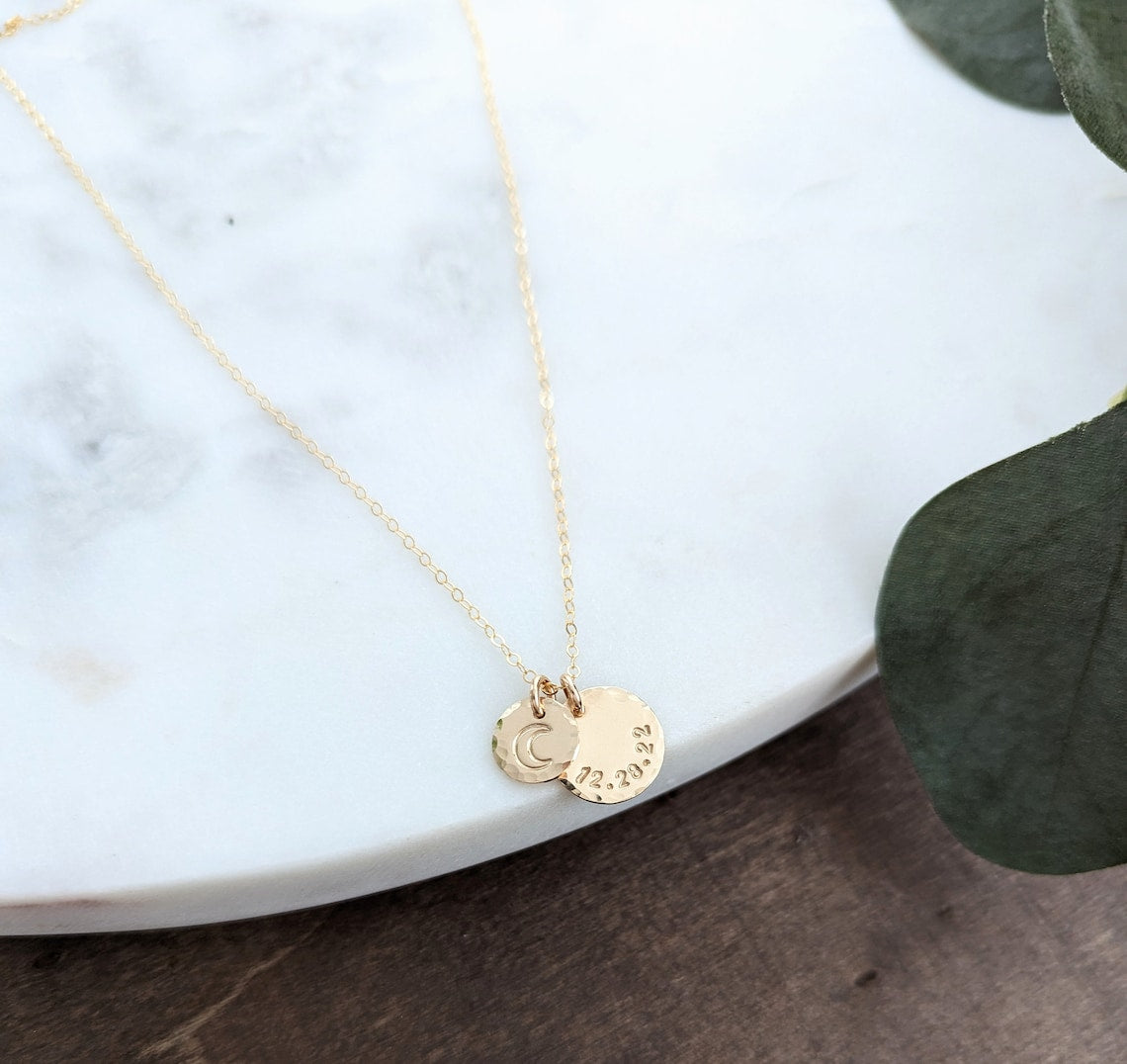 Personalized Love You to the Moon Necklace | Custom Date