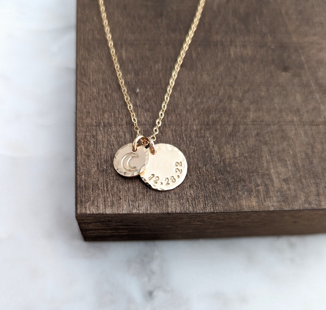 Personalized Love You to the Moon Necklace | Custom Date