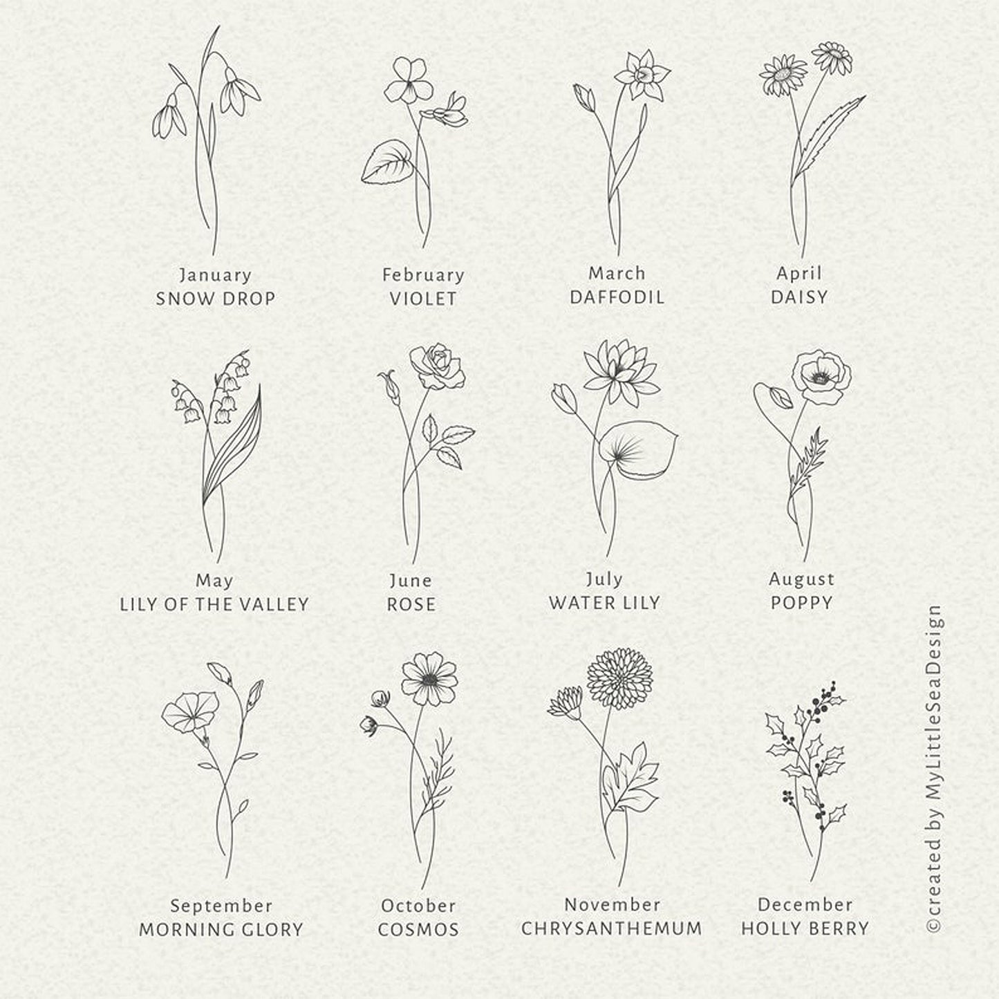 Dainty Gold Floral Necklace | Pick Your Month