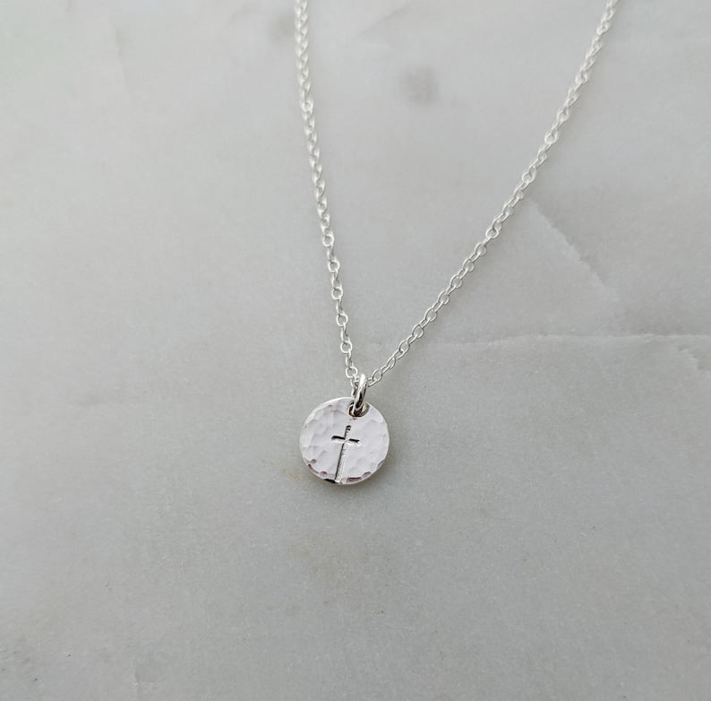 Dainty Cross Necklace, Sterling Silver or 14k gold Fill, Minimal Cross Necklace