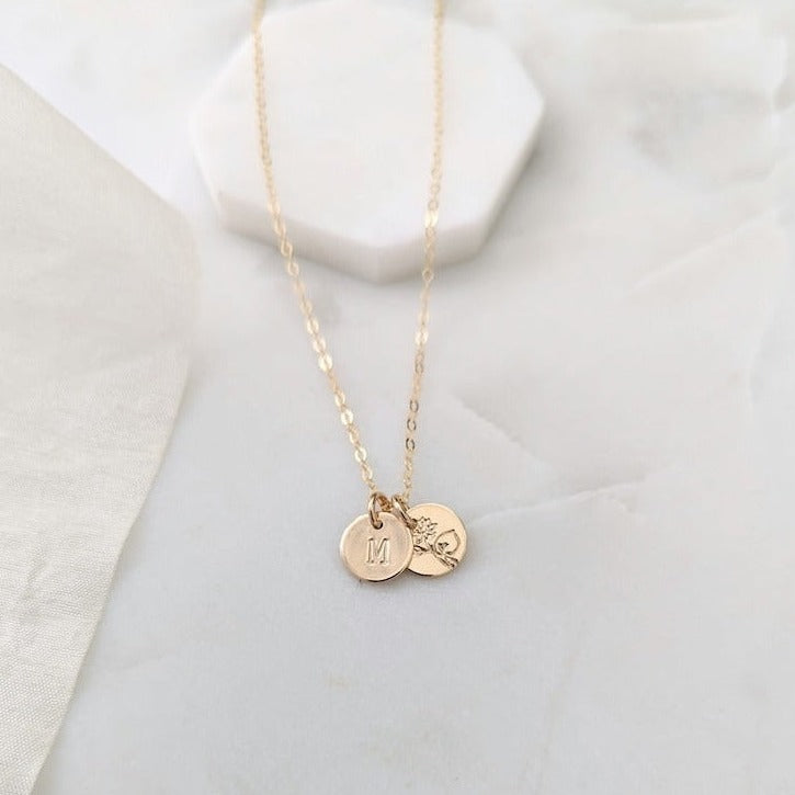 personalized floral initial necklace