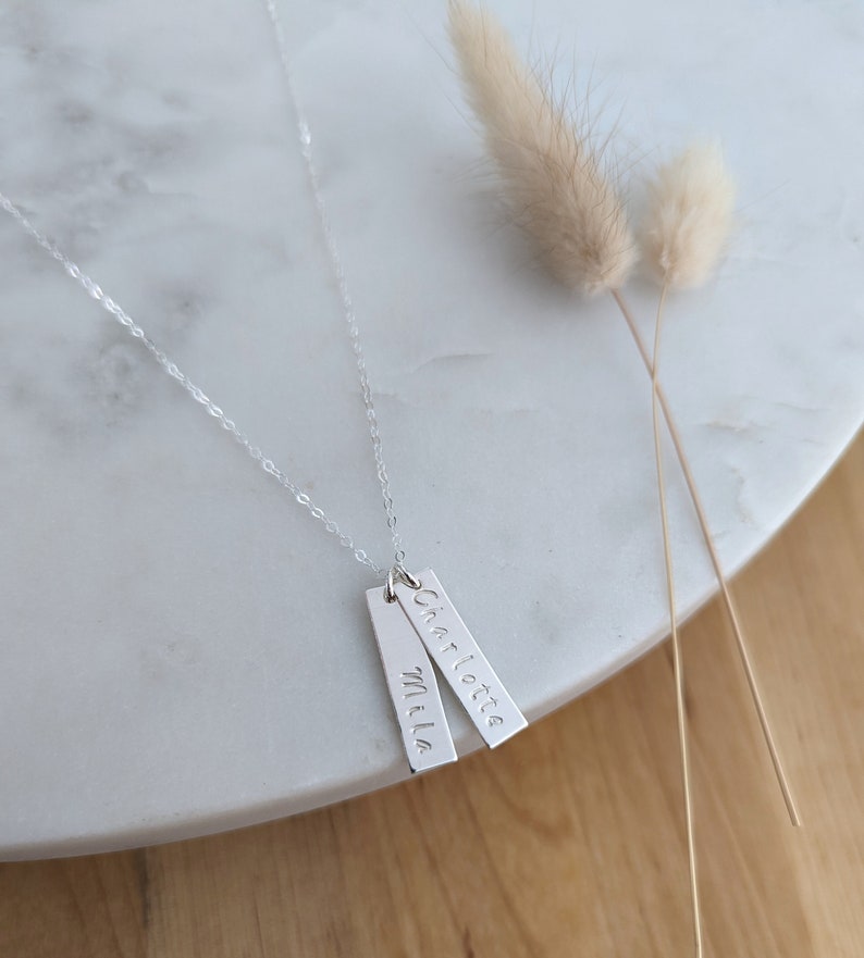 Personalized Silver Bar Charms | Custom Name Necklace