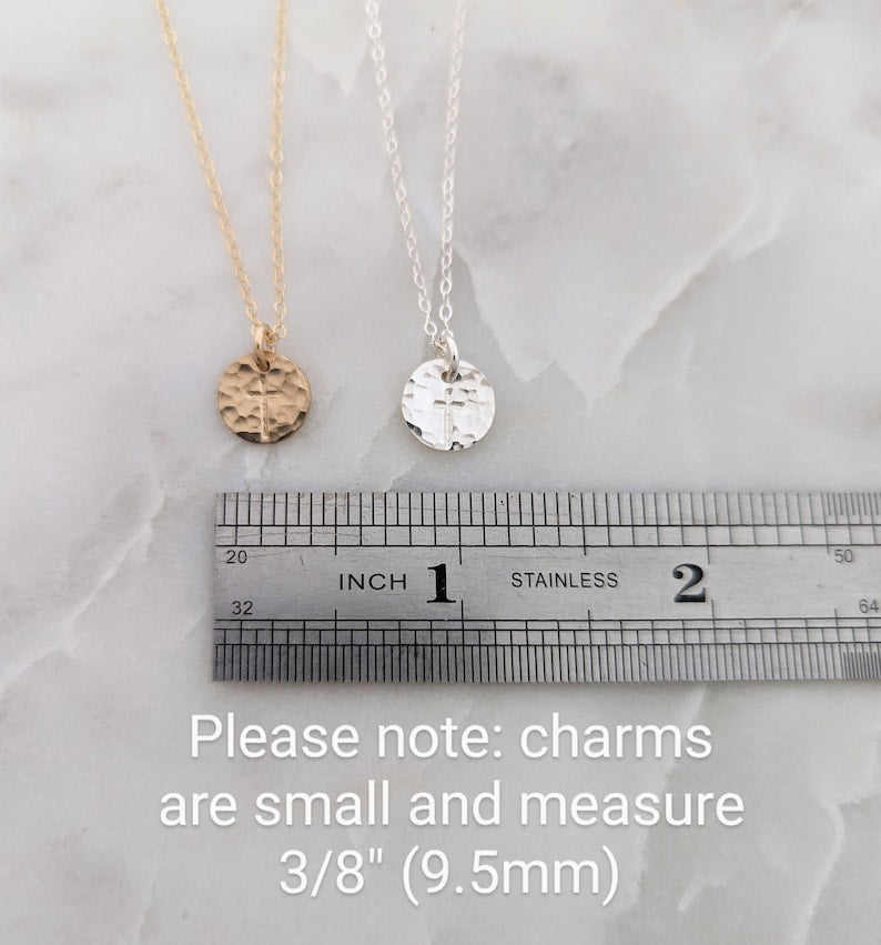 Dainty Cross Necklace, Sterling Silver or 14k gold Fill, Minimal Cross Necklace