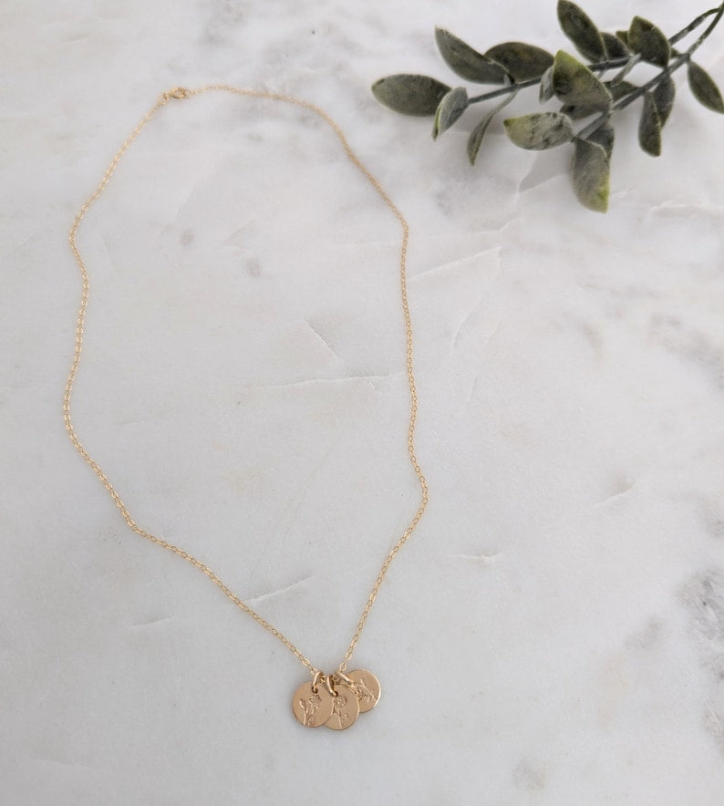 14k Gold Fill Tiny Birth Flower Necklace