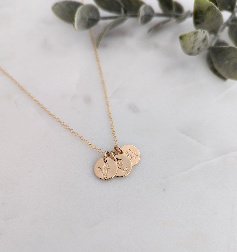 14k Gold Fill Tiny Birth Flower Necklace