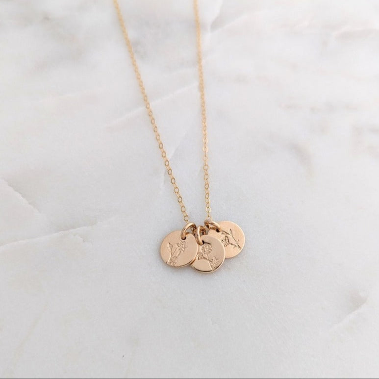 14k Gold Fill Tiny Birth Flower Necklace