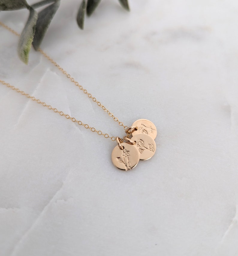 14k Gold Fill Tiny Birth Flower Necklace
