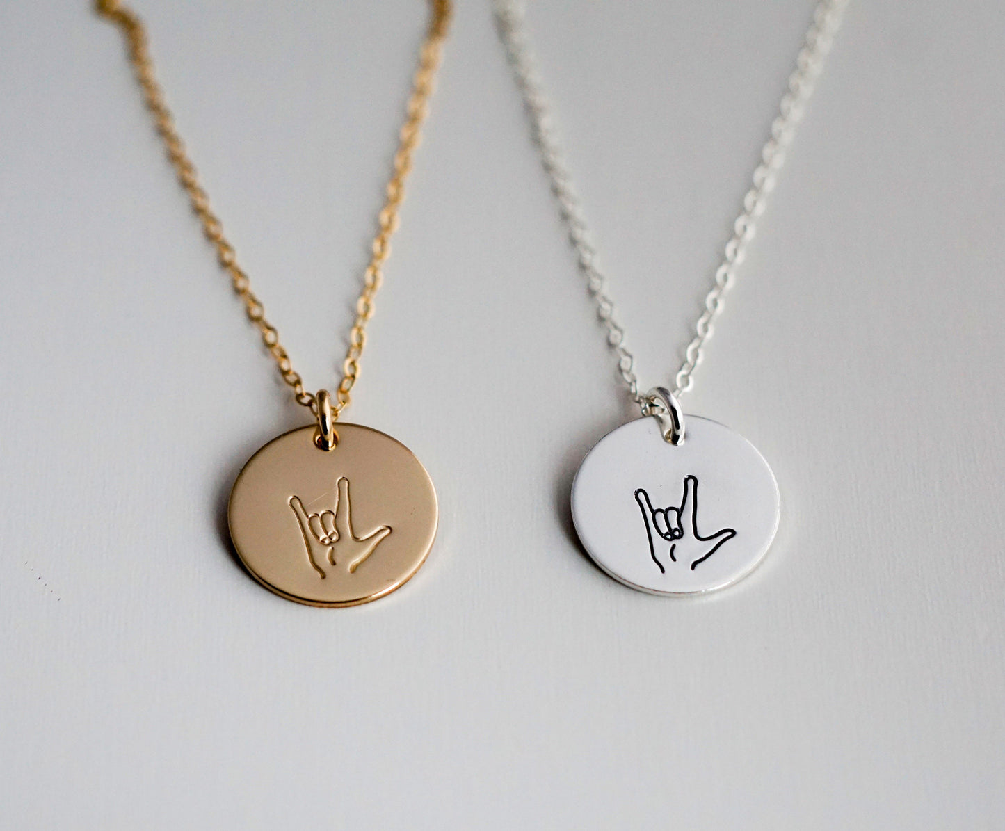 ASL, I love You Necklace, Sign Language Necklace, Hand Stamped, Sterling Silver, Gold Filled, Gift For Her, The Stamped Life