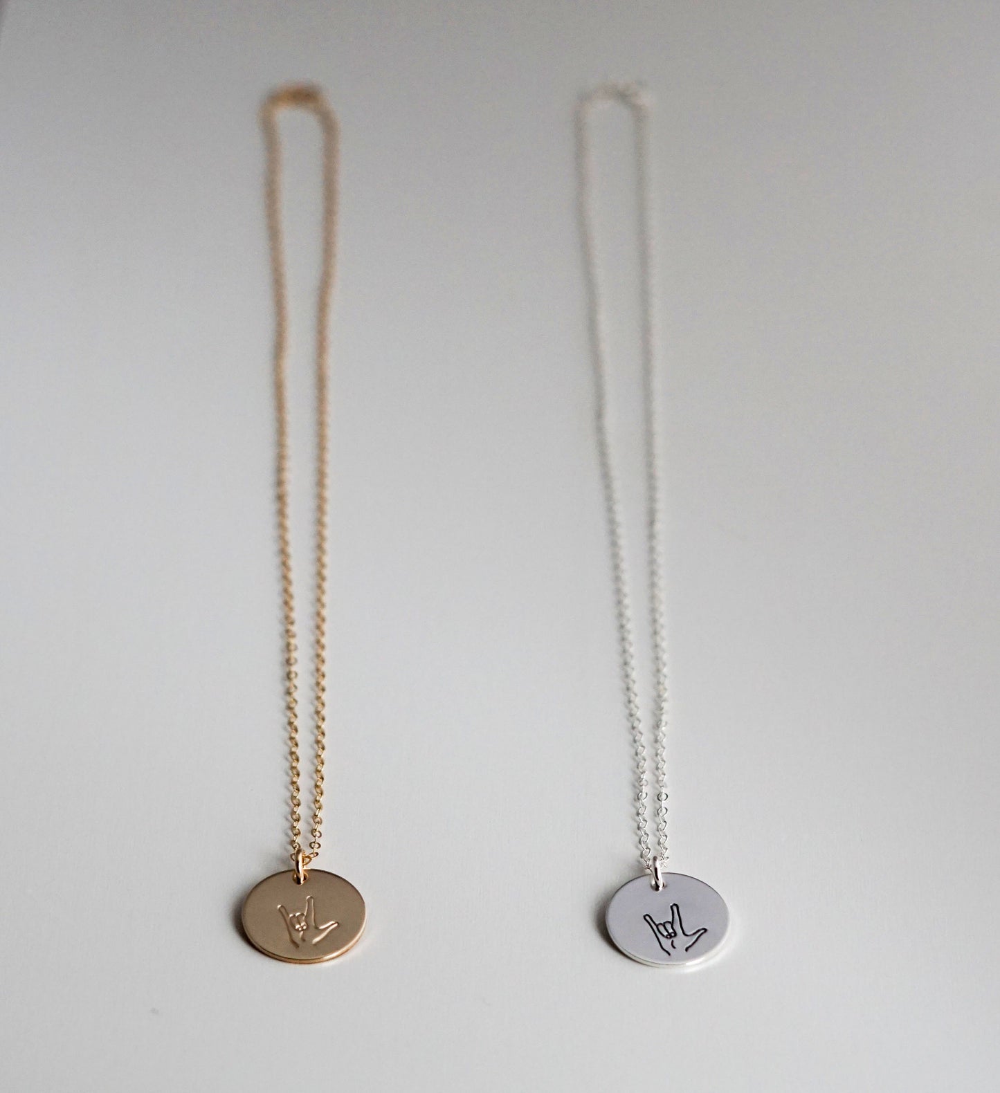 ASL, I love You Necklace, Sign Language Necklace, Hand Stamped, Sterling Silver, Gold Filled, Gift For Her, The Stamped Life