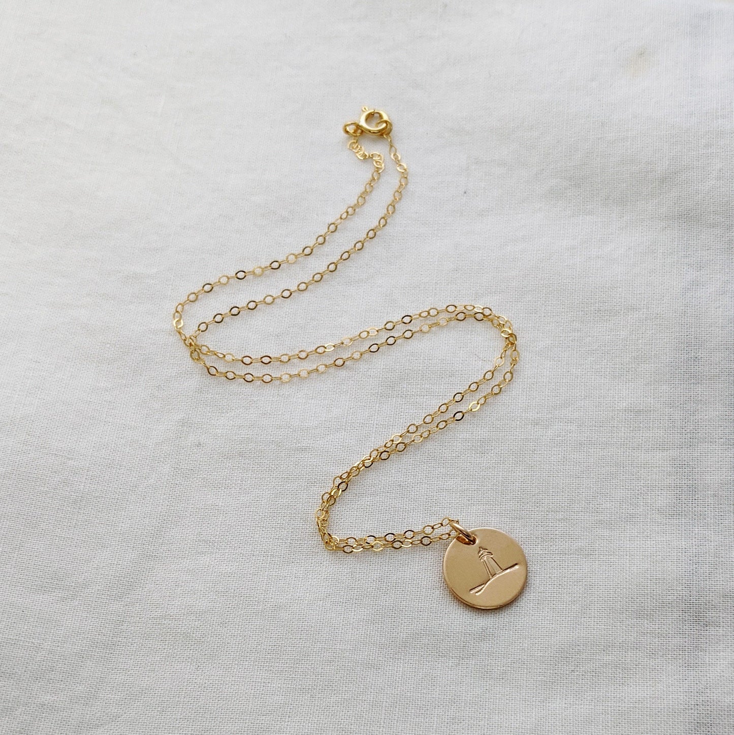 Gold Lighthouse Necklace | Teacher Gift | Nautical Jewelry | Lighthouse Charm