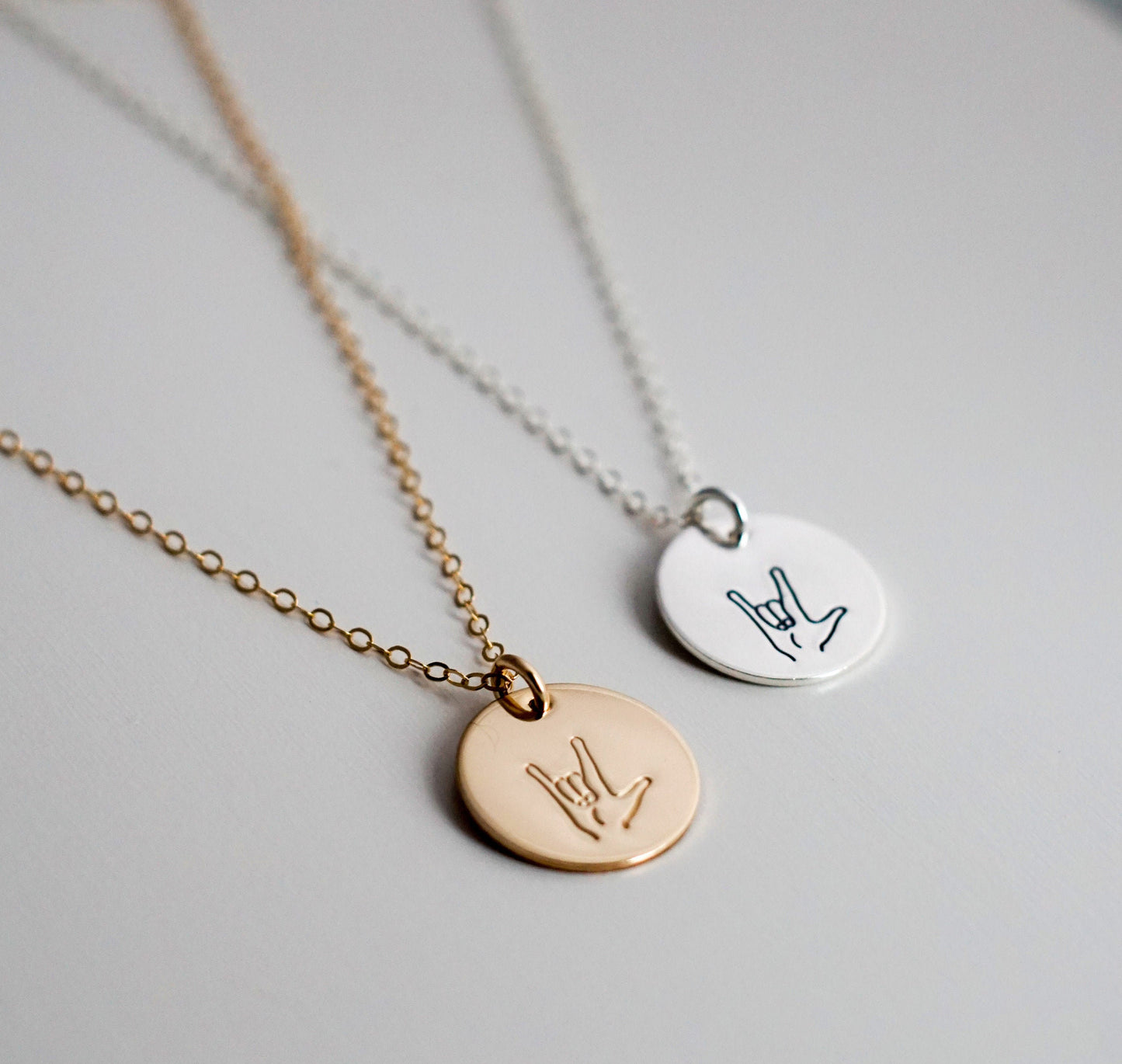 ASL, I love You Necklace, Sign Language Necklace, Hand Stamped, Sterling Silver, Gold Filled, Gift For Her, The Stamped Life
