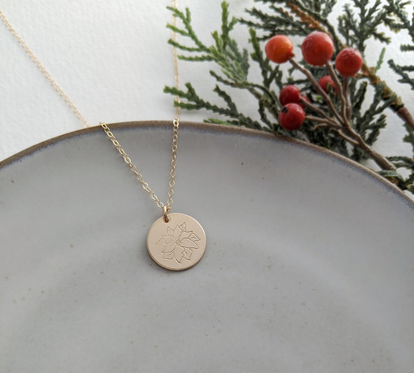 December Birth Flower Necklace | Birth Month Flower Necklace