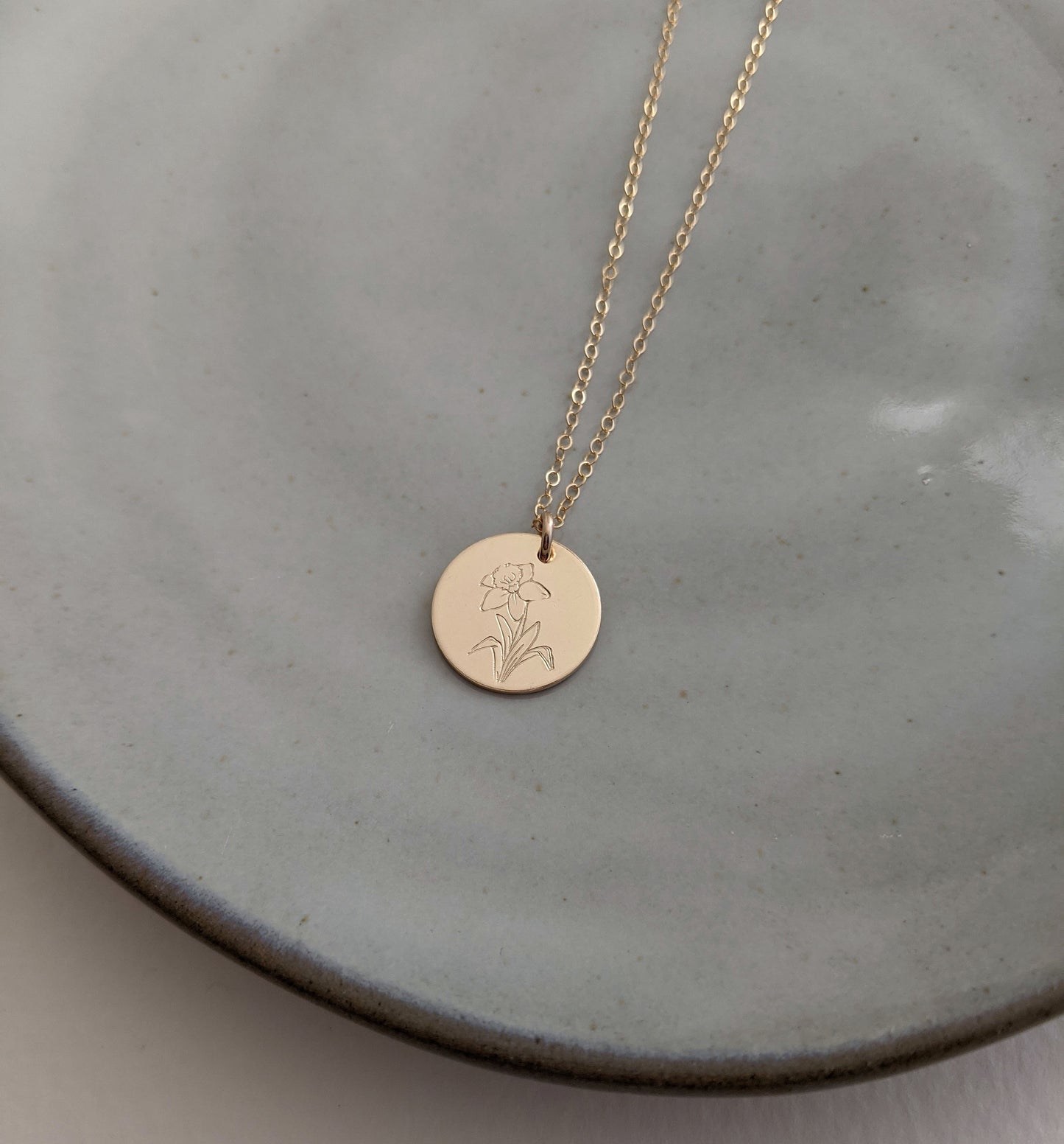 Daffodil March Birth Flower Necklace