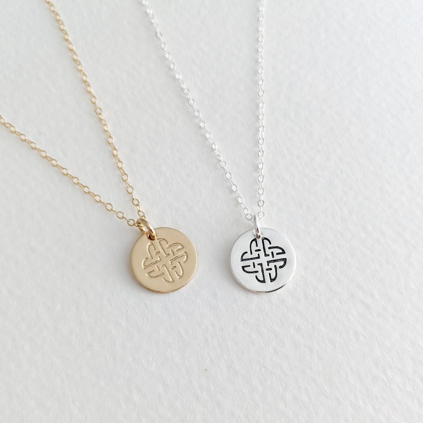 celtic knot necklace disc with celtic knot design