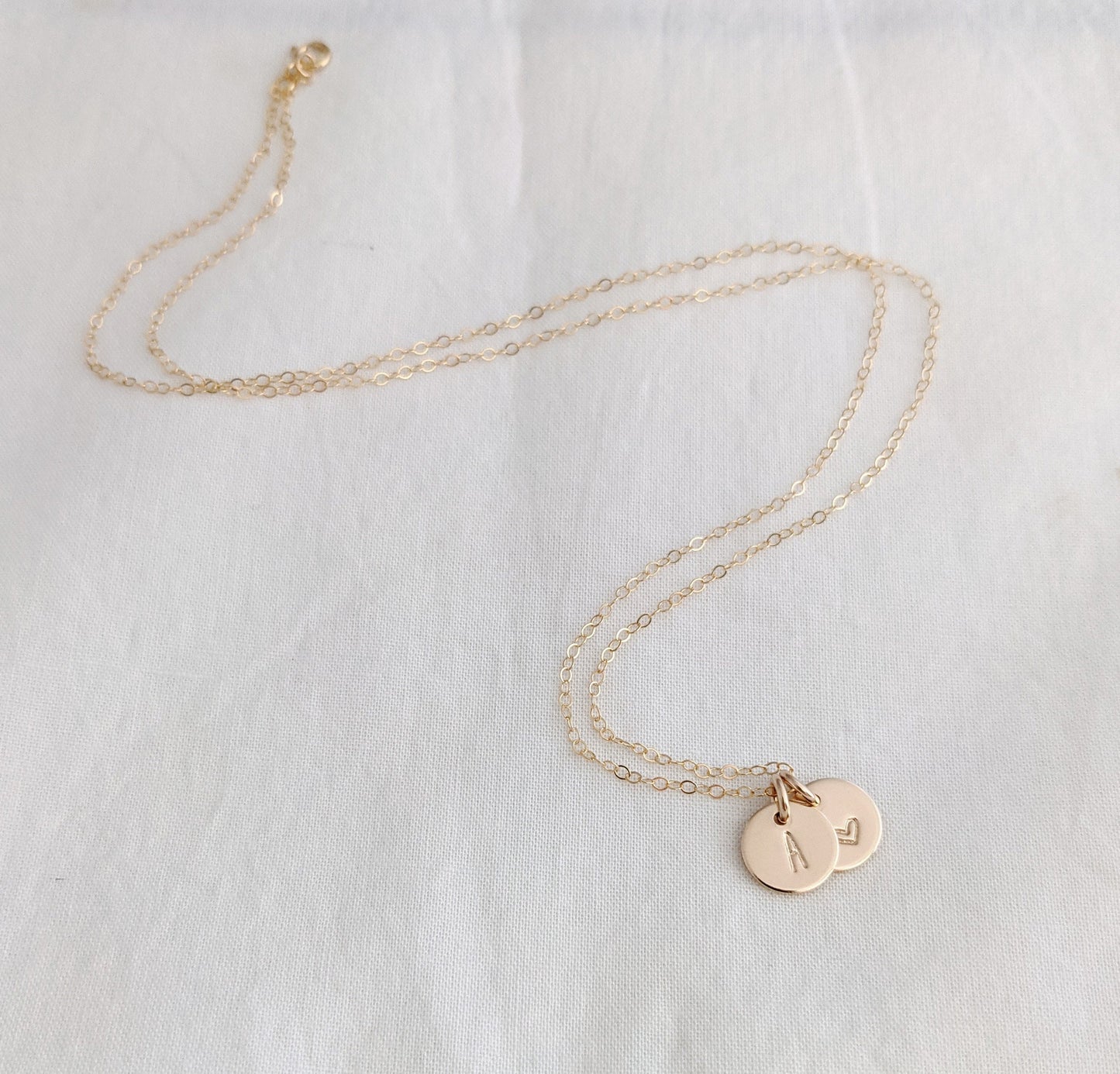 Tiny Initial Necklace with Heart | Personalized Jewelry | Initial Charm