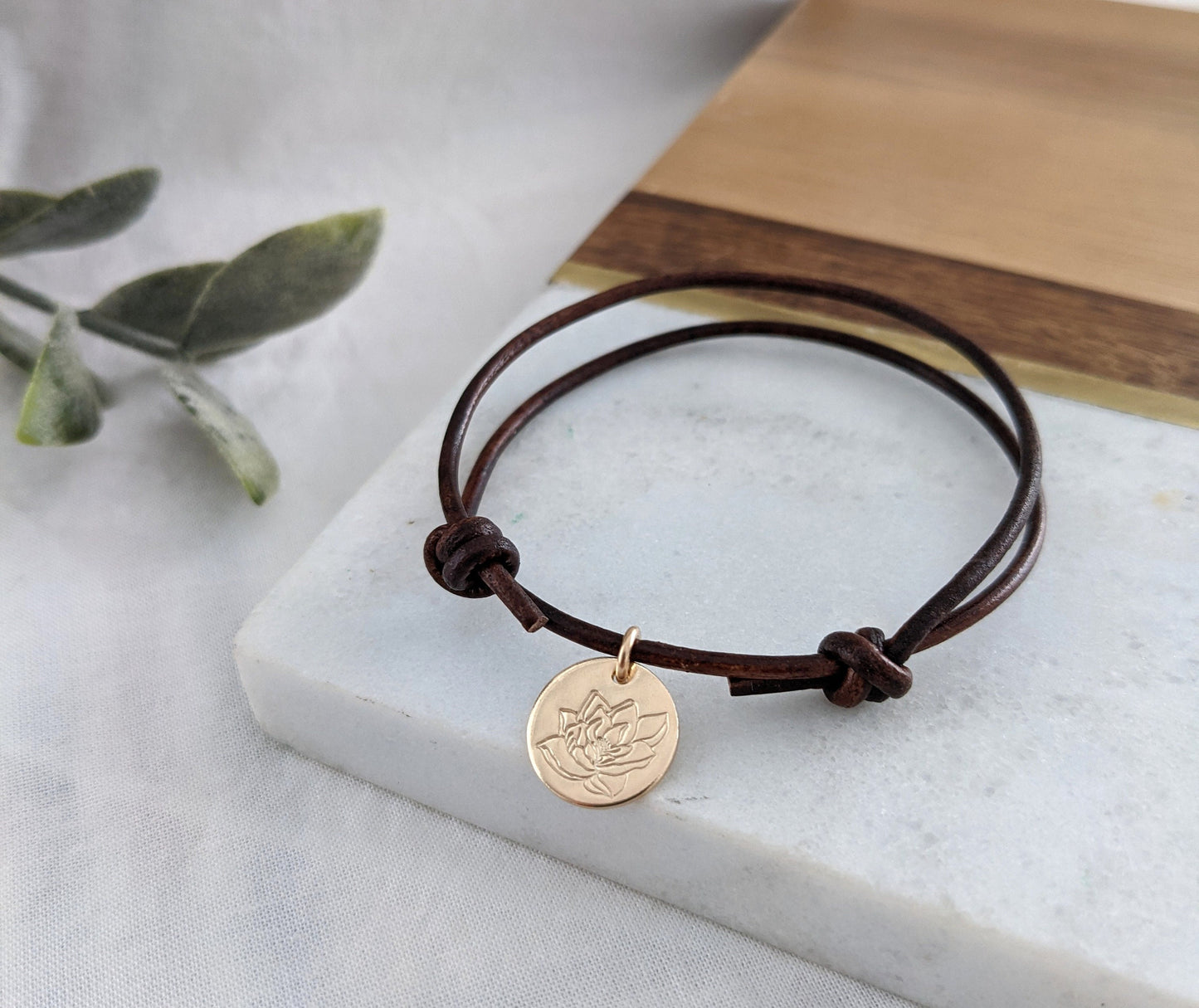 gold adjustable magnolia bracelet