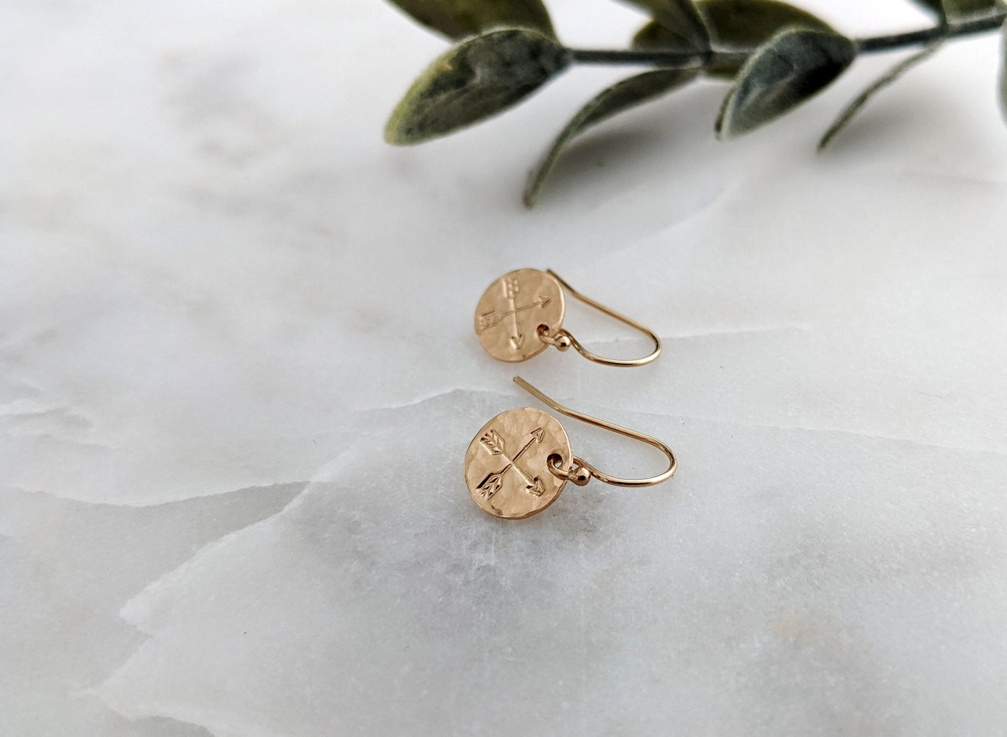 Gold Disc Arrow Earrings | 14k Gold Fill or Sterling Silver