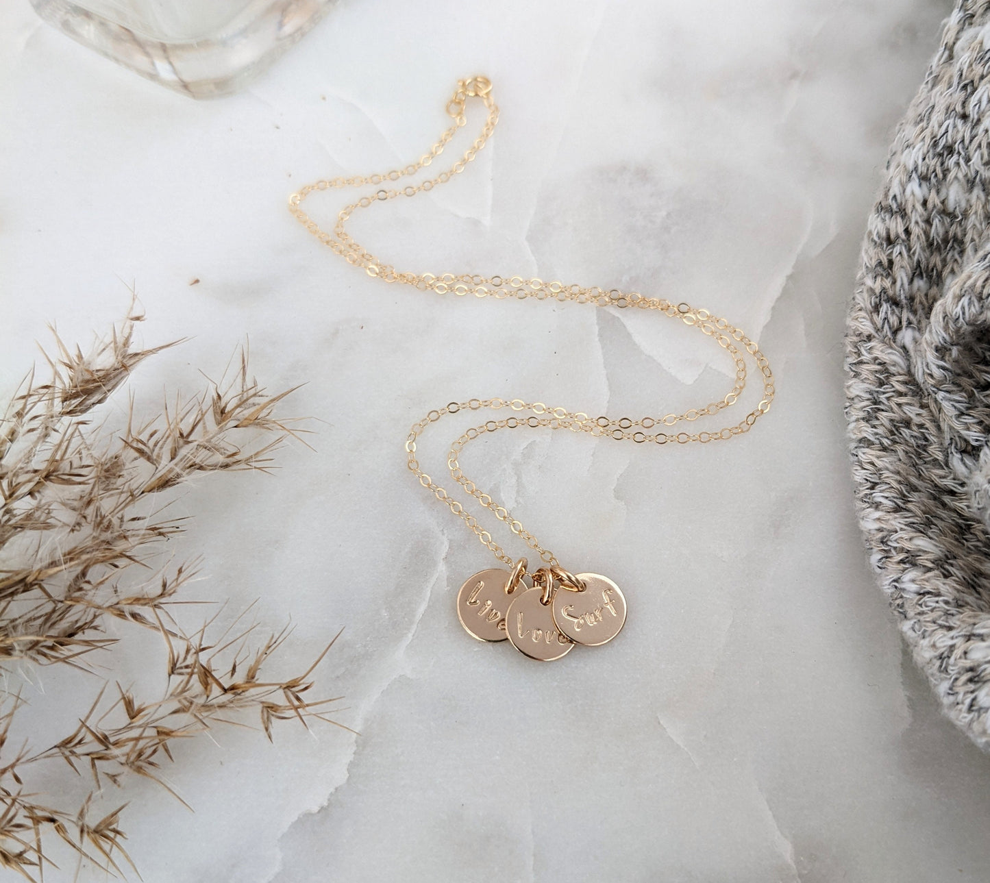 Live, Love, Surf Necklace | Gold fill or Sterling Silver